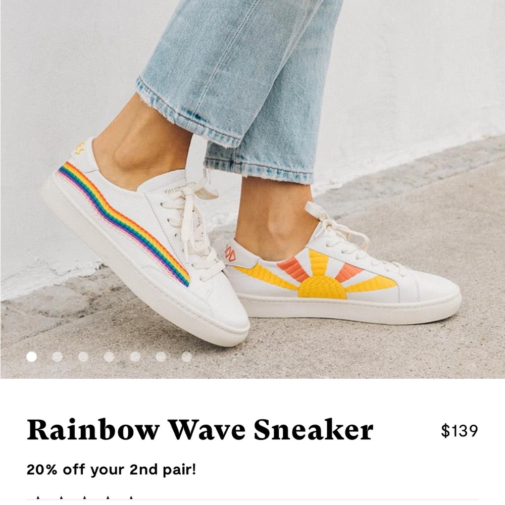 Soludos Rainbow Wave Leather and Embroidered Sneakers - Picture 4 of 11